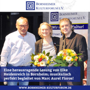 Eine herausragende Lesung von Elke Heidenreich in Bornheim; musikalisch perfekt begleitet von Marc Aurel Floros!